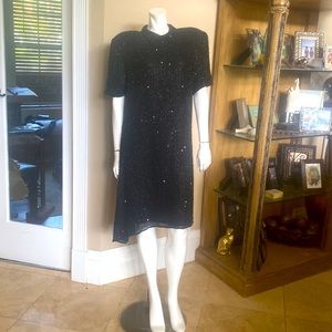 Harrison Morgan NY Black Sequins Beaded Lose Fit Cocktail Dress XL